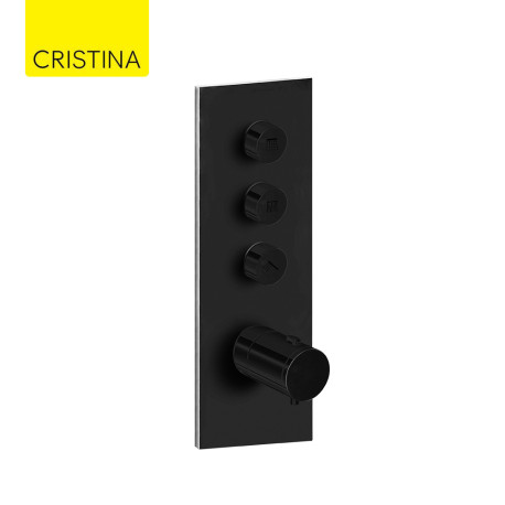 Façade Thermo Twist thermostatique 3 sorties Noir Mat - CRISTINA ONDYNA XT61313