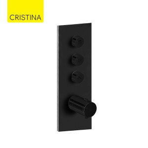 Façade Thermo Twist thermostatique 3 sorties Noir Mat - CRISTINA ONDYNA XT61313