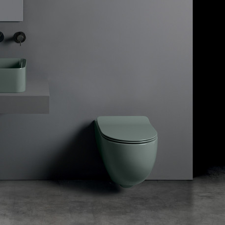 Bloc Wc Ciotola Suspendu Avec Abattant Soft Close  No Rim Gris Lagon - CRISTINA ONDYNA WCI319103 