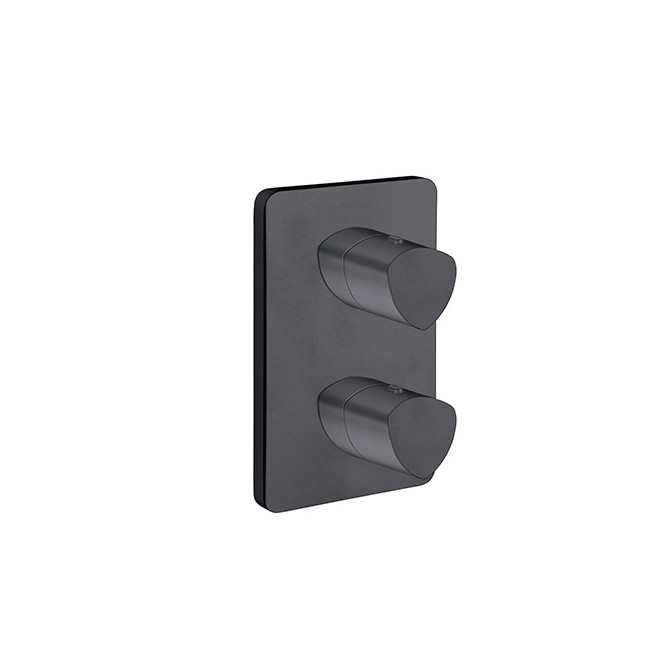 Facade Externe Profilo Laiton Thermostatique  2 Sorties Chrome Black - CRISTINA ONDYNA XF75213 