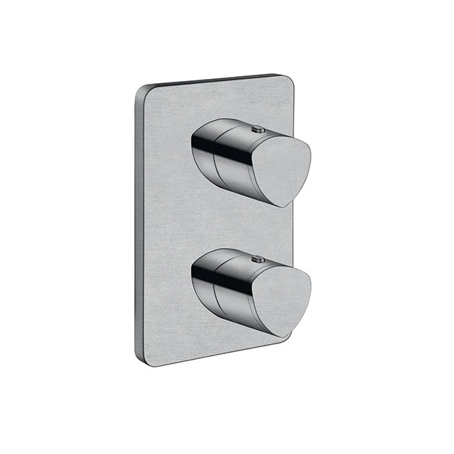 Facade Externe Profilo Laiton Thermostatique 2 Sorties Metal Brosse - CRISTINA ONDYNA XF75277 