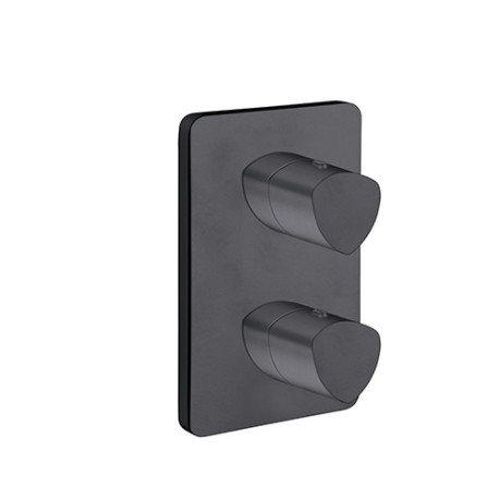 Facade Externe Profilo Laiton Thermostatique  2 Sorties Chrome Black - CRISTINA ONDYNA XF75213 