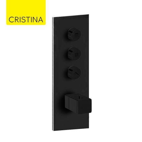 Façade Thermo Twist thermostatique 3 sorties Noir Mat Quadri - CRISTINA ONDYNA XQ61313