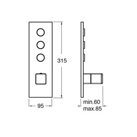 Façade Thermo Twist thermostatique 3 sorties Blanc Mat Quadri - CRISTINA ONDYNA XQ61324