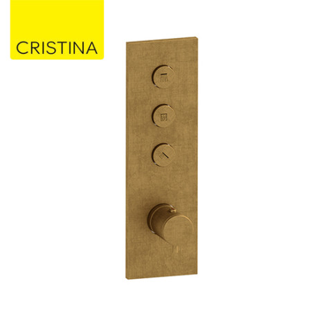 Façade Thermo Twist thermostatique 3 sorties Or Brossé - CRISTINA ONDYNA XT61396P