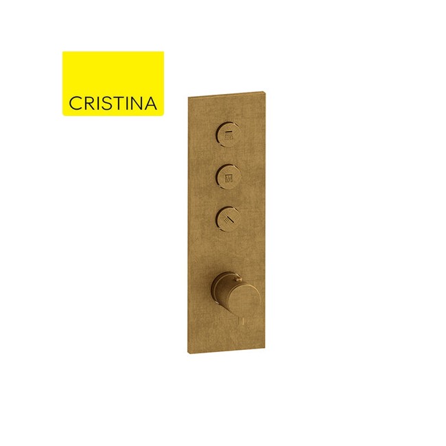 Façade Thermo Twist thermostatique 3 sorties Or Brossé - CRISTINA ONDYNA XT61396P