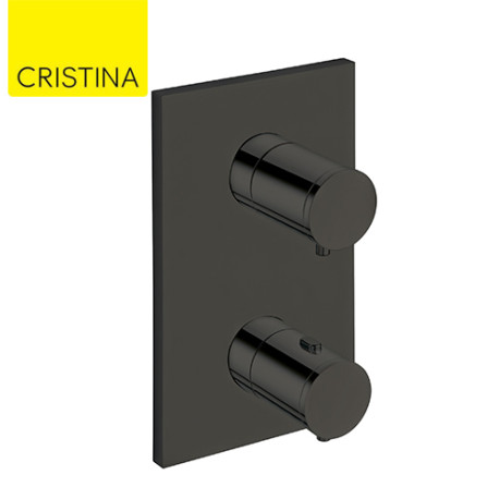 Façade thermostatique 2 sorties Chromé Noir TRIVERDE - CRISTINA ONDYNA XT85272