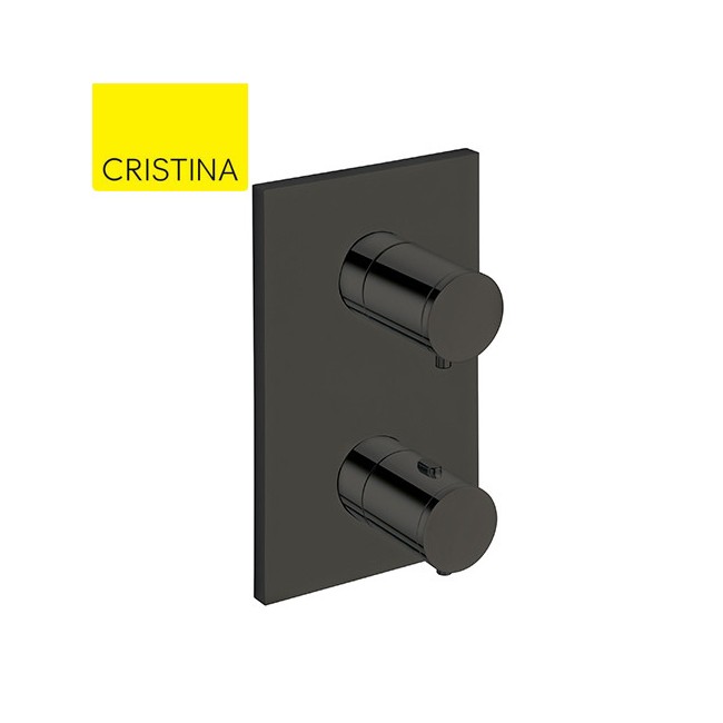 Façade thermostatique 2 sorties Chromé Noir TRIVERDE - CRISTINA ONDYNA XT85272