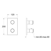 Façade thermostatique 2 sorties Chromé Noir TRIVERDE - CRISTINA ONDYNA XT85272