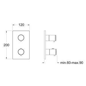Façade thermostatique 2 sorties Chromé Noir TRIVERDE - CRISTINA ONDYNA XT85272