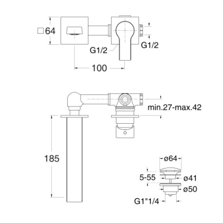 Mitigeur lavabo mural Chromé OMEGA - CRISTINA ONDYNA OG23751