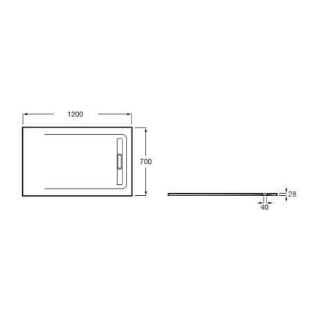 Receveur de douche 1200X700 Gris Ardoise Aquos - ROCA AP6014B02BC01200