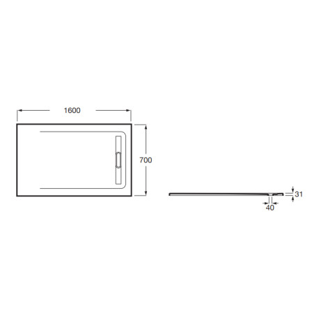 Receveur de douche 1600X700 Gris Ardoise Aquos - ROCA AP6016402BC01200