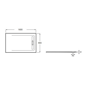 Receveur de douche 1600X900 Gris Ardoise Aquos - ROCA AP60164038401200