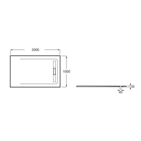 Receveur de douche 2000X1000 Noir Aquos - ROCA AP6017D03E801400