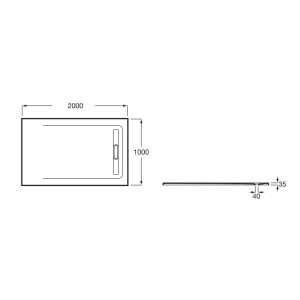 Receveur de douche 2000X1000 Noir Aquos - ROCA AP6017D03E801400