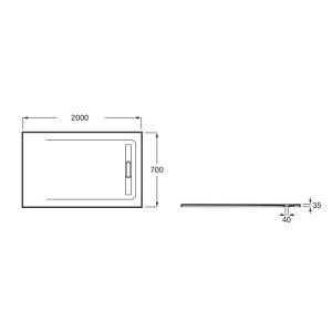 Receveur de douche 2000X700 Noir Aquos - ROCA AP6017D02BC01400