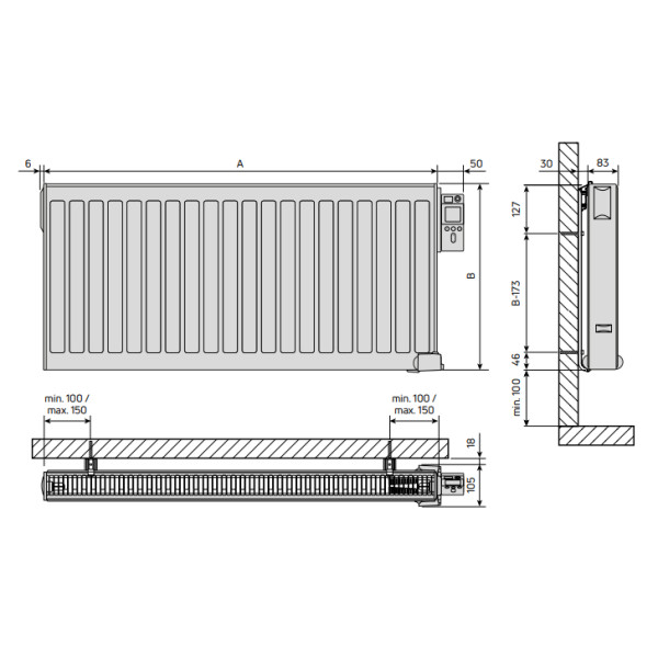 Radiateur électrique YALI RAMO PLUS PLINTHE 500W de chez FINIMETAL