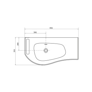 Plan vasque MAM 990 droite avec porte-serviette 990 x 12 x 510 mm - SALGAR 97395
