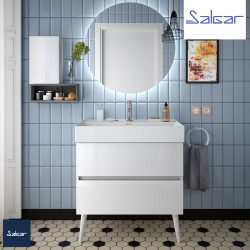 Meuble salle de bain suspendu 2 tiroirs FUSSION LINE 800 White Cotton - SALGAR 96374