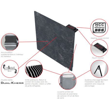 Radiateur à inertie Touch Silicium Natura Blanc 800W Carré - Valderoma NB0800T