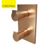 Facade douche thermostatique 2 sorties Or Rose Brossé Omega - CRISTINA ONDYNA OG75234P