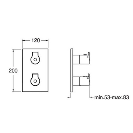 Facade douche thermostatique 2 sorties Or Brossé Omega - CRISTINA ONDYNA OG75296P