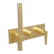 Facade bain douche mitigeur encastré 2 sorties Or Brossé FRACTAL - CRISTINA ONDYNA FT60296P