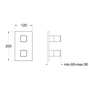 Façade douche thermostatique 2 sorties Or Brossé QUADRI - CRISTINA ONDYNA XQ85296P