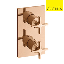 Façade douche thermostatique encastré 2 sorties Or Rose Brossé Cross Road - CRISTINA ONDYNA XR75234P