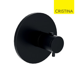 Façade douche plaques rondes encastrée 1 sortie Chromé Noir Brossé Triverde - CRISTINA ONDYNA XT60075
