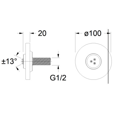 Façade externe pour buse hydromassante Noir Mat Triverde - CRISTINA ONDYNA XT83313