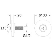 Façade externe pour buse hydromassante Métal Brossé Triverde - CRISTINA ONDYNA XT83377