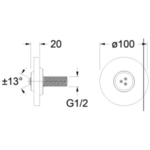 Façade externe pour buse hydromassante Métal Brossé Triverde - CRISTINA ONDYNA XT83377