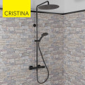 Colonne de douche thermostatique Chromé Noir Brossé Fractal - CRISTINA ONDYNA FT44875