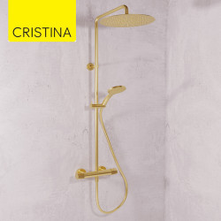 Colonne de douche thermostatique Or Brossé Fractal - CRISTINA ONDYNA FT44896P