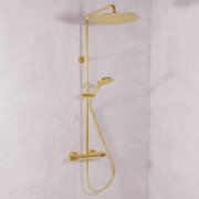 Colonne de douche thermostatique Or Brossé Fractal - CRISTINA ONDYNA FT44896P