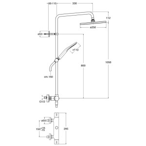 Colonne de douche thermostatique Chromé Prime - CRISTINA ONDYNA PE45851