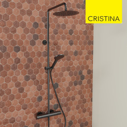 Colonne de douche thermostatique Chromé Noir Brossé Profilo - CRISTINA ONDYNA PF48675