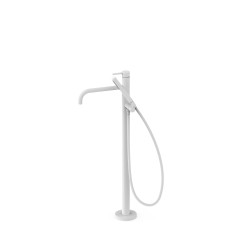 Mitigeur sur pied pour baignoire et douche1 colonne verticale Blanc mat - TRES 26247005BM 