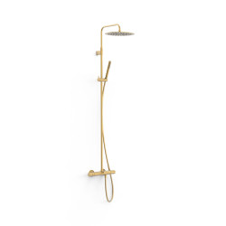 Ensemble de robinet thermostatique mural à 3 voies pour baignoire et douche Or Mat 24K - TRES 19031202OM 