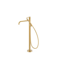 Mitigeur sur pied pour baignoire et douche1 colonne verticale Or Mat 24K - TRES 26247005OM 