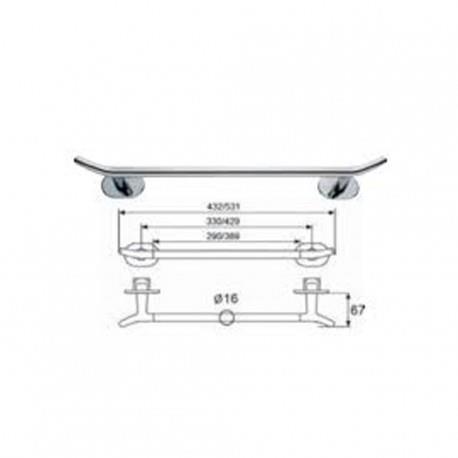 Porte-serviettes barre 2 points 53 cm - CHROMÉ - pour Cala ACOVA - 471028