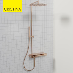 Colonne de douche thermostatique Or Rose Brossé Thermo Up - CRISTINA ONDYNA XT48834P