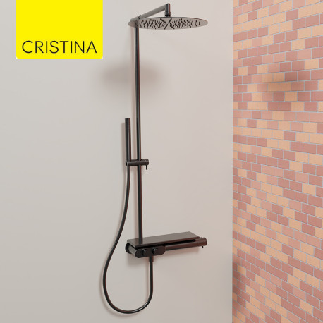 Colonne de douche thermostatique Chromé Noir Brossé Thermo Up - CRISTINA ONDYNA XT48875