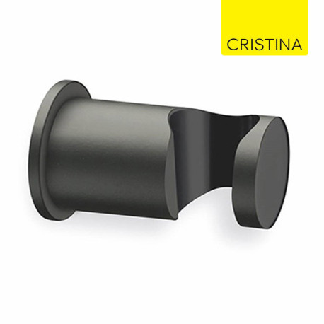 Support douchette rond mural Chromé Noir - CRISTINA ONDYNA PD44972