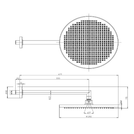 Pomme de douche avec bras Ø 280 mm Chromé Apice - CRISTINA ONDYNA PD04351