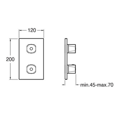 Façade douche thermostatique encastrée 2 sorties Métal Brossé Fractal - CRISTINA ONDYNA FT75277