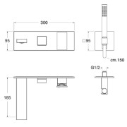 Façade bain douche mitigeur mural 2 sorties Chromé Noir Tabula - CRISTINA ONDYNA TA10272