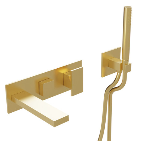 Façade bain douche mitigeur mural 2 sorties Or Brossé Tabula - CRISTINA ONDYNA TA10296P